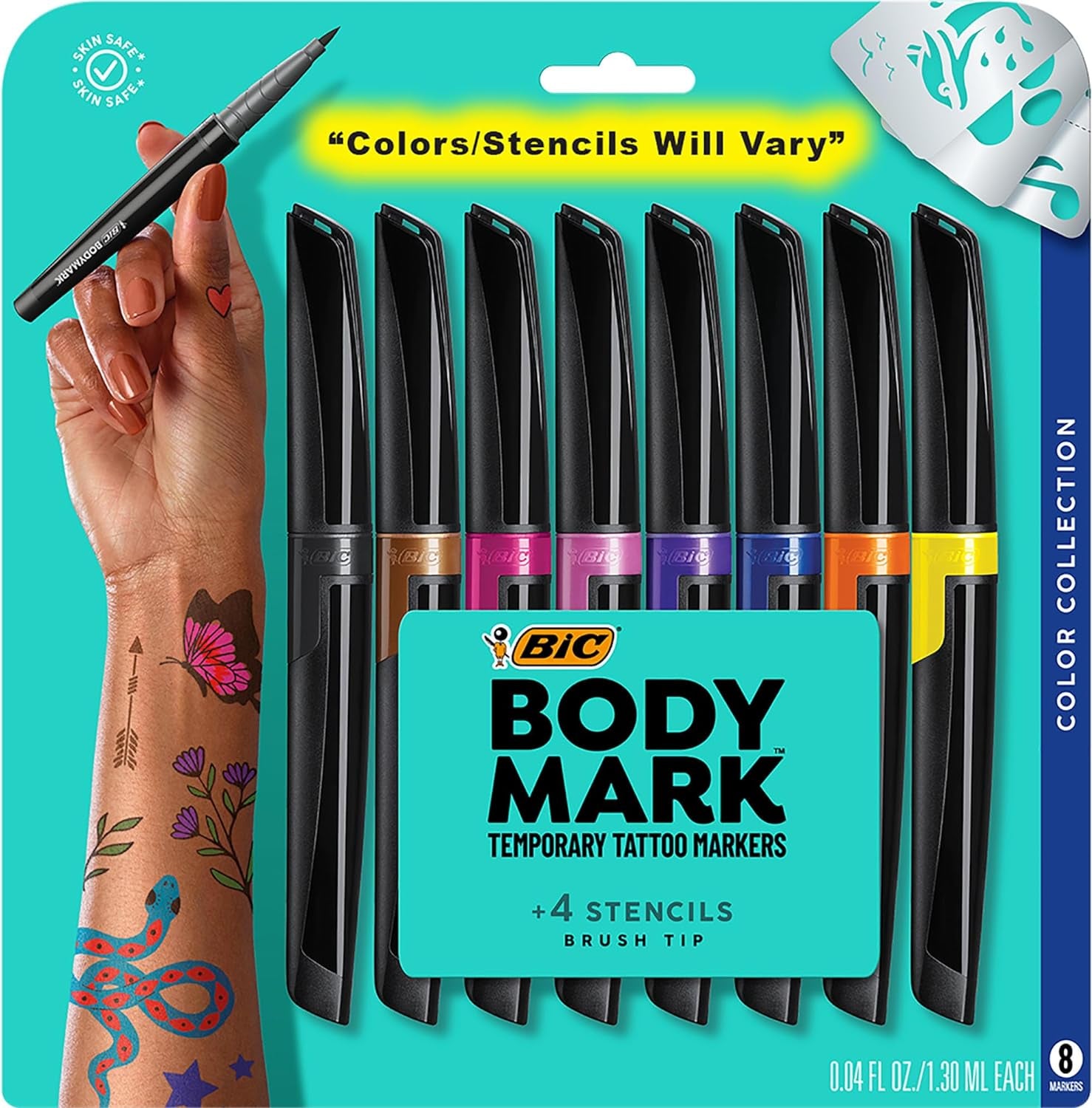 Bodymark Temporary Tattoo Markers for Skin, Color Collection