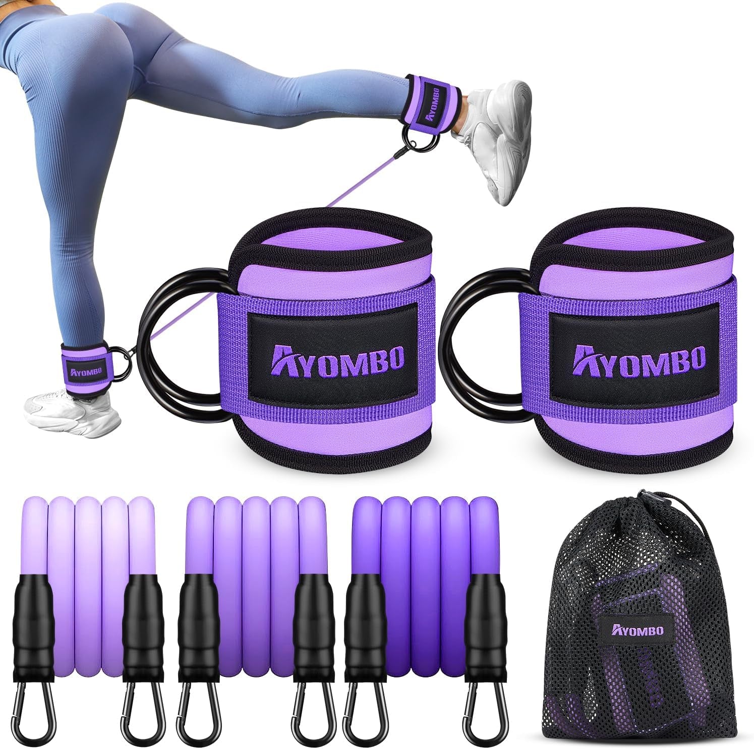 Resistance Bands with Cuffs, Ankle Bands for Working Out