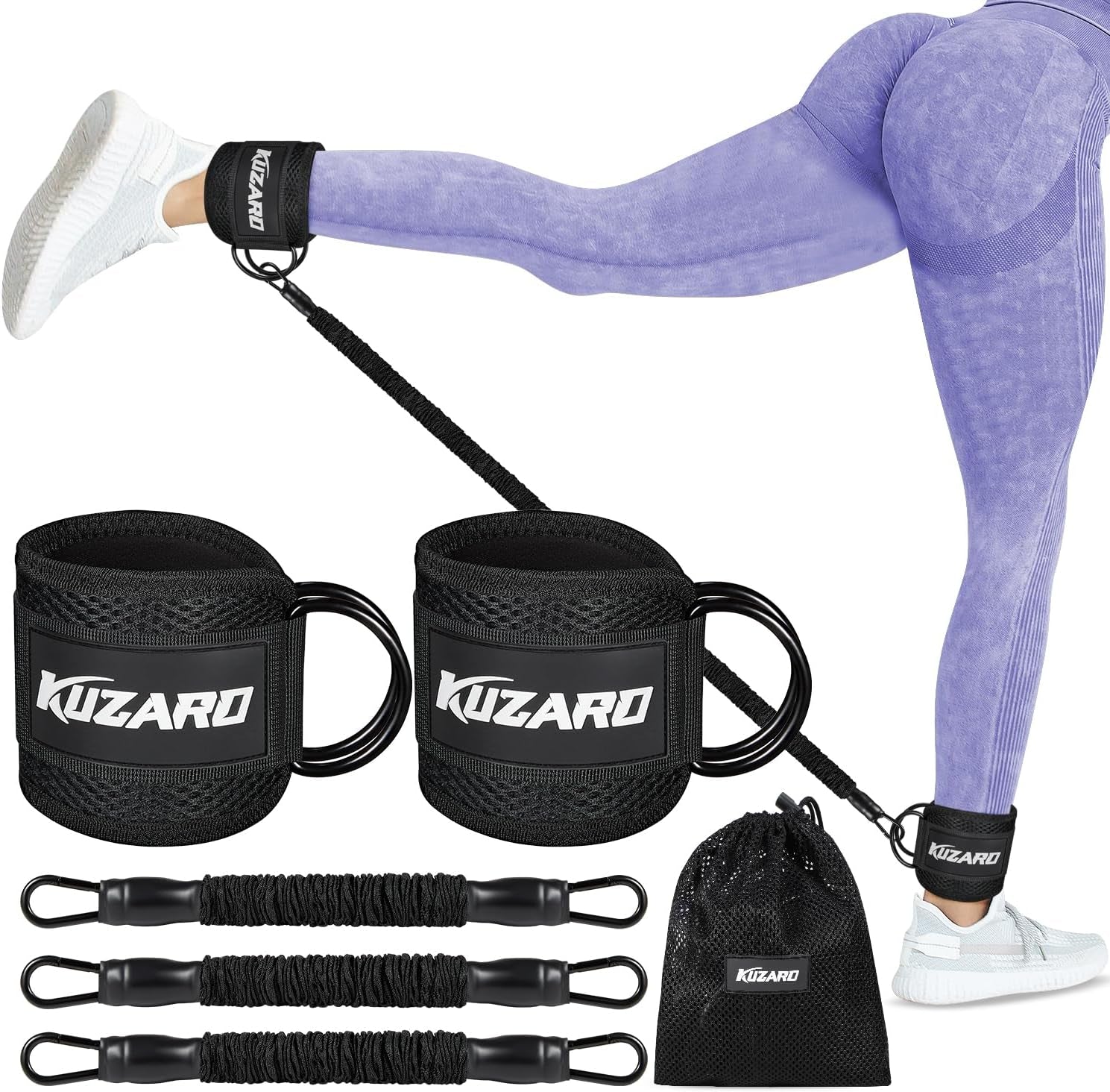 Resistance Bands Set with Ankle Straps, Glutes Workout Equipment