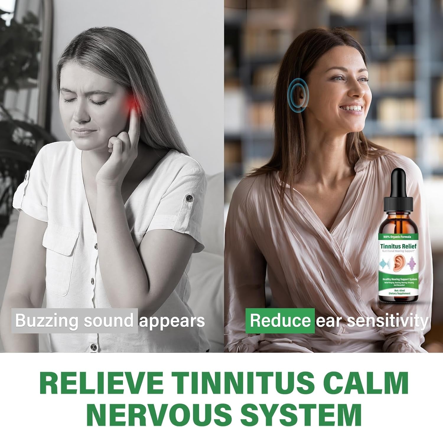 Tinnitus Relief for Ringing Ears, 60ML Natural Herbal Tinnitus 