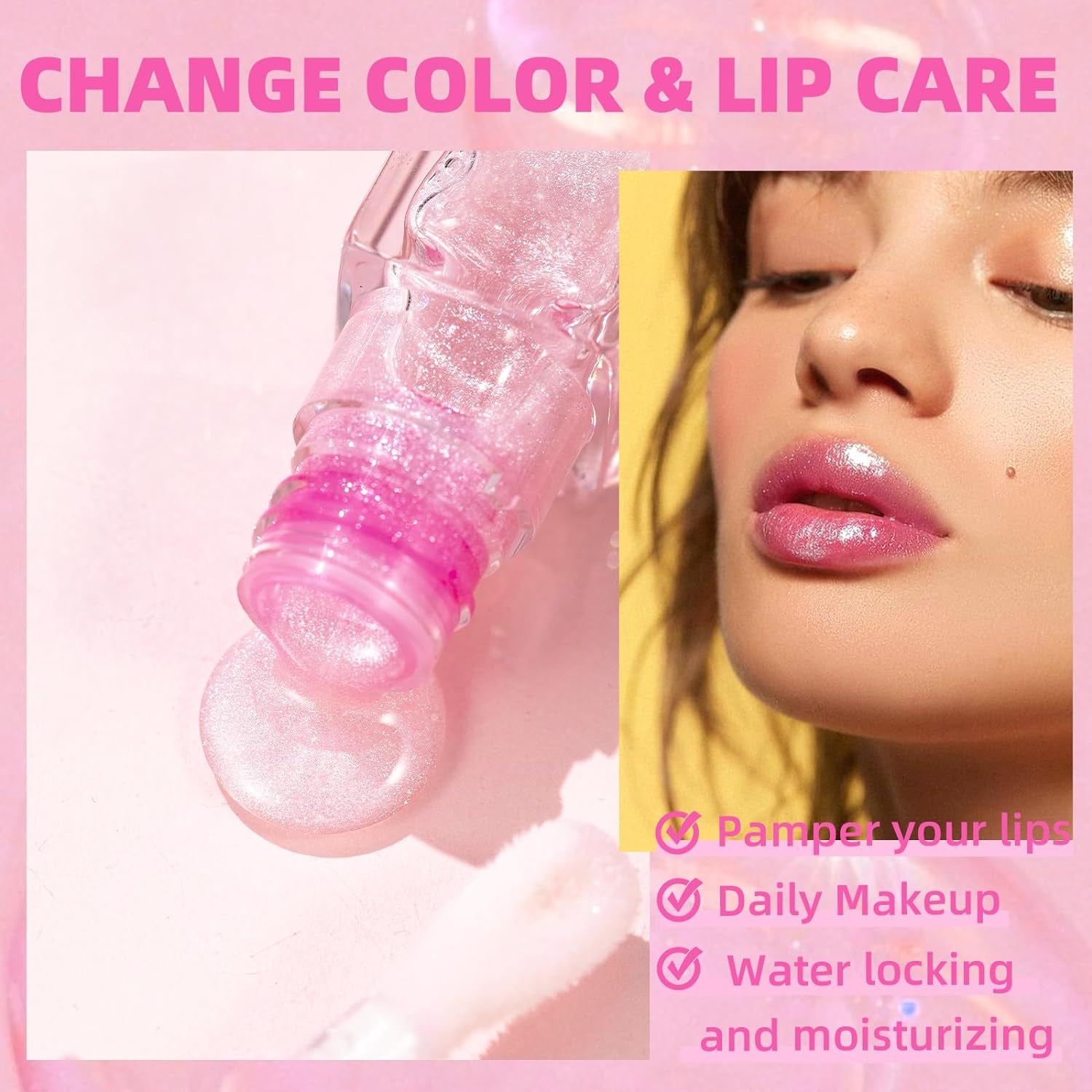 Magic Color Changing Moisturizing Lip Glow Oil Plumping Glimmer Glow Lipstick