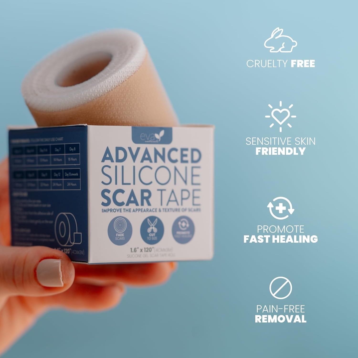 Soft, Medical Grade Silicone Tape for Scars (1.6” X 120”)