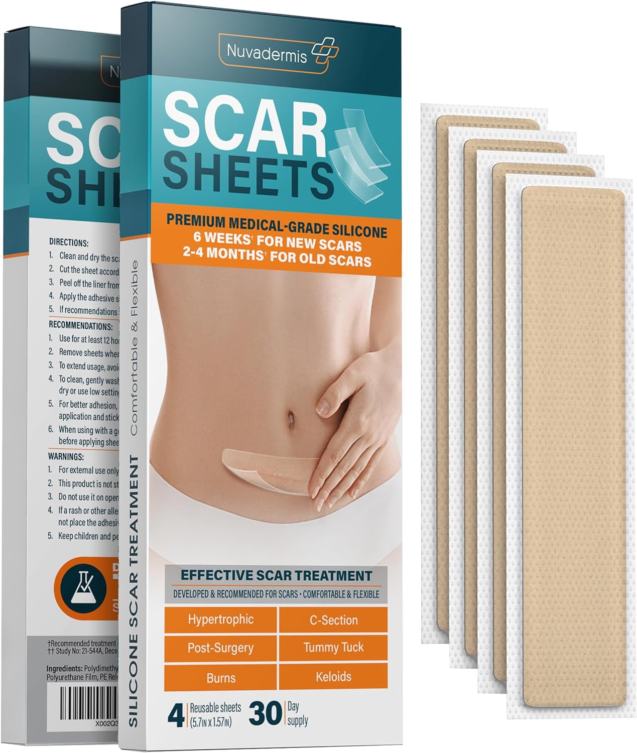 Silicone Scar Sheets - Extra Long Scar Sheets for C-Section