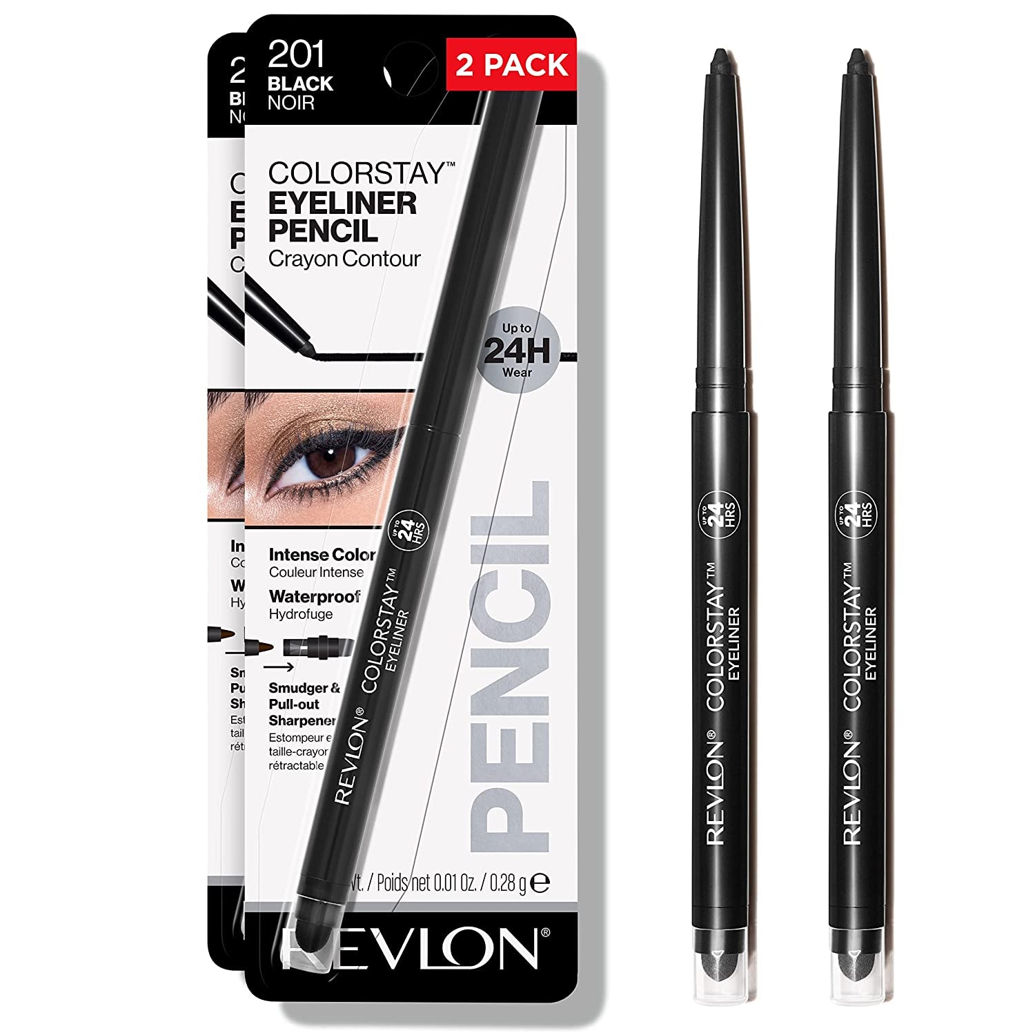 Pencil Eyeliner, Colorstay Eye Makeup with Built-In Sharpener, Waterproof