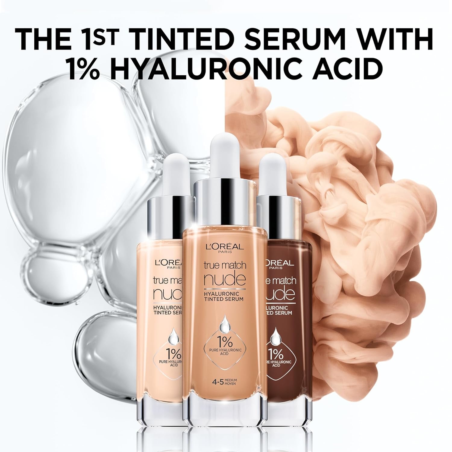 True Match Nude Hyaluronic Tinted Serum Foundation with 1% Hyaluronic Acid