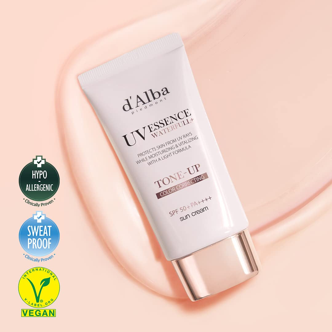 D'Alba Italian White Truffle Waterfull Tone-Up Sunscreen, Vegan Skincare