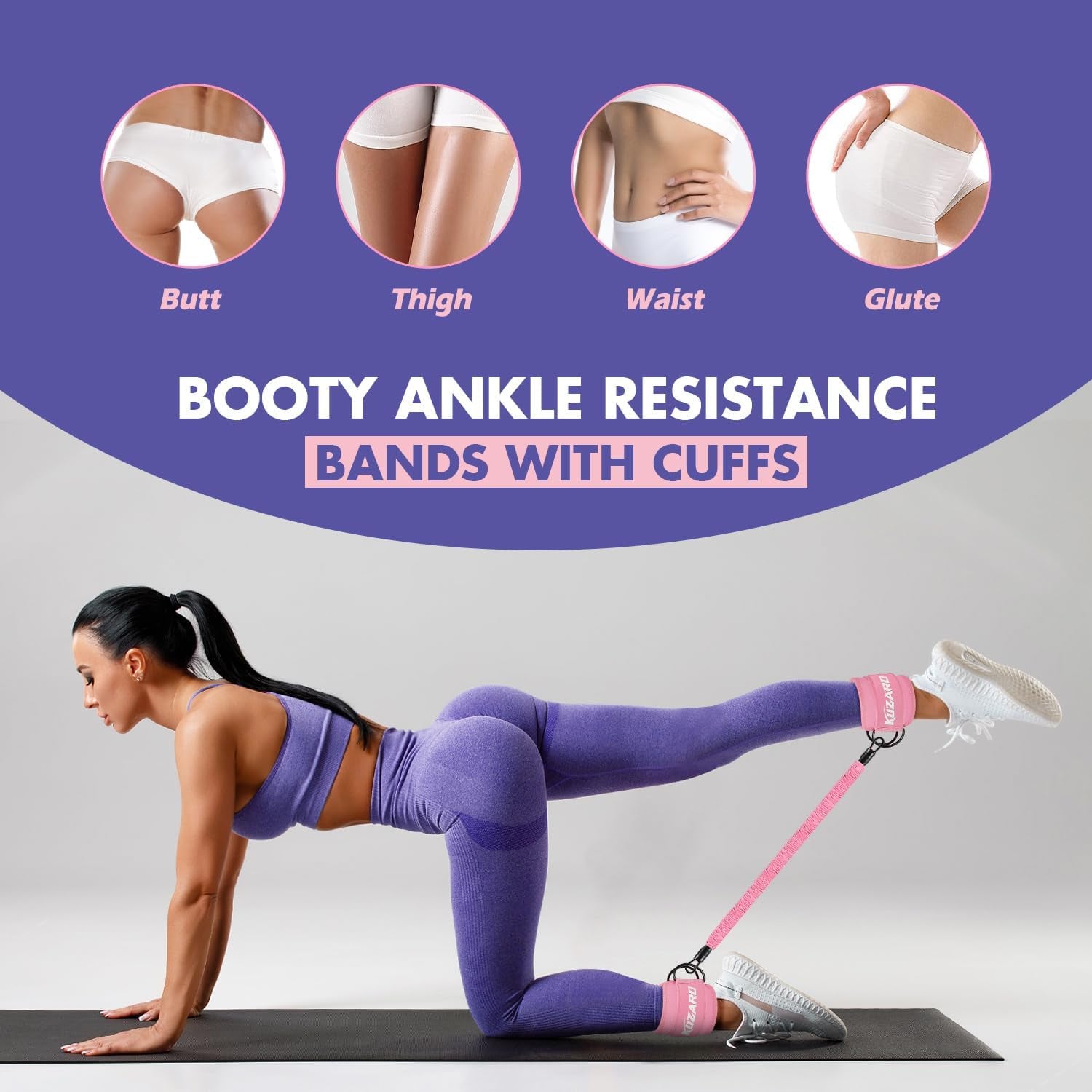 Resistance Bands Set with Ankle Straps, Glutes Workout Equipment