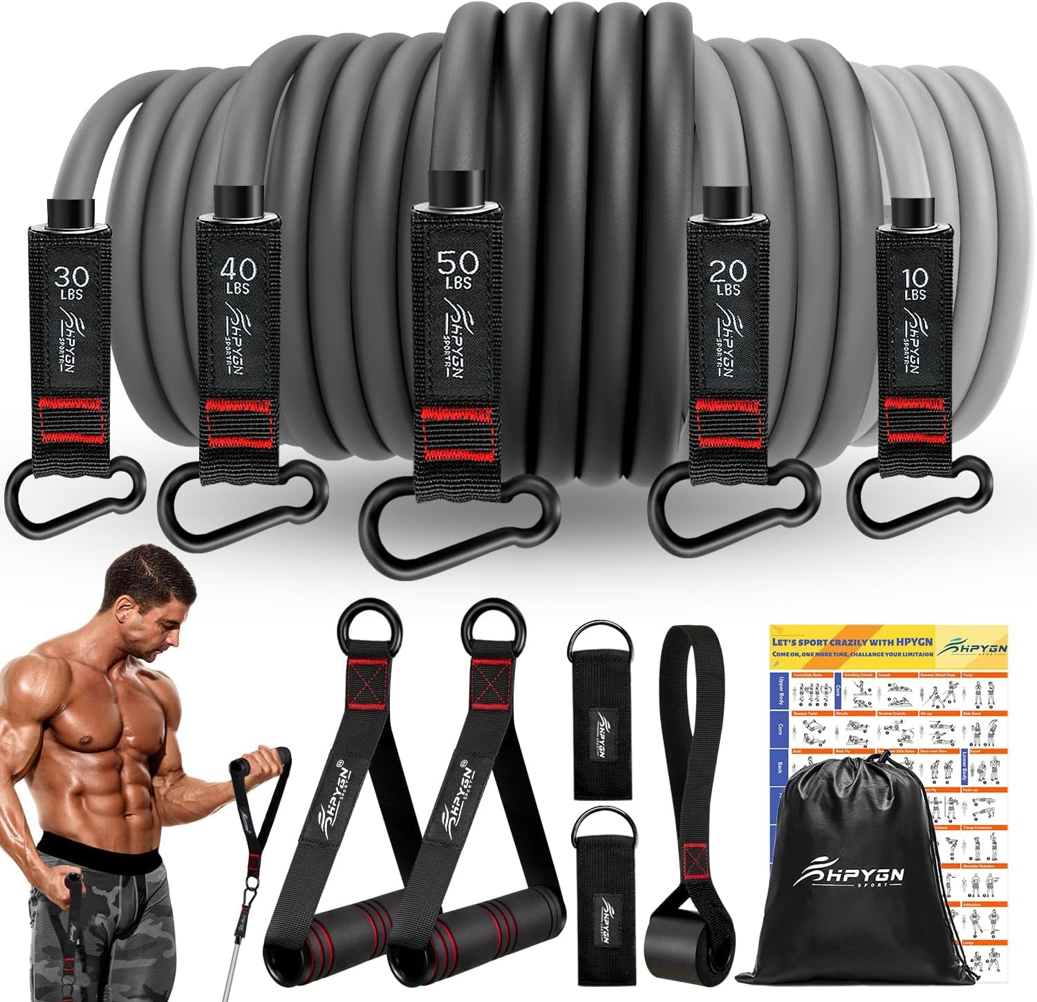 Resistance Bands, Exercise Bands with Handles, Fitness Bands