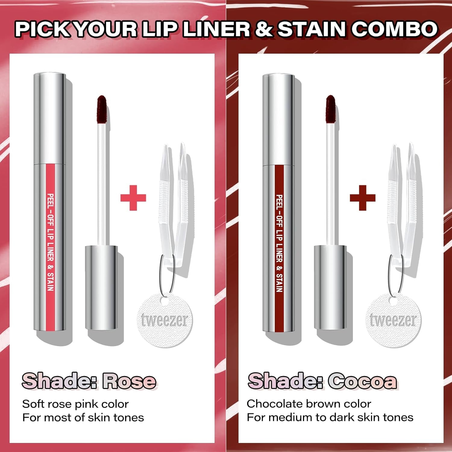 Peel off Lip Liner Stain, Long Wear Tattoo Lip Liner with Tweezer