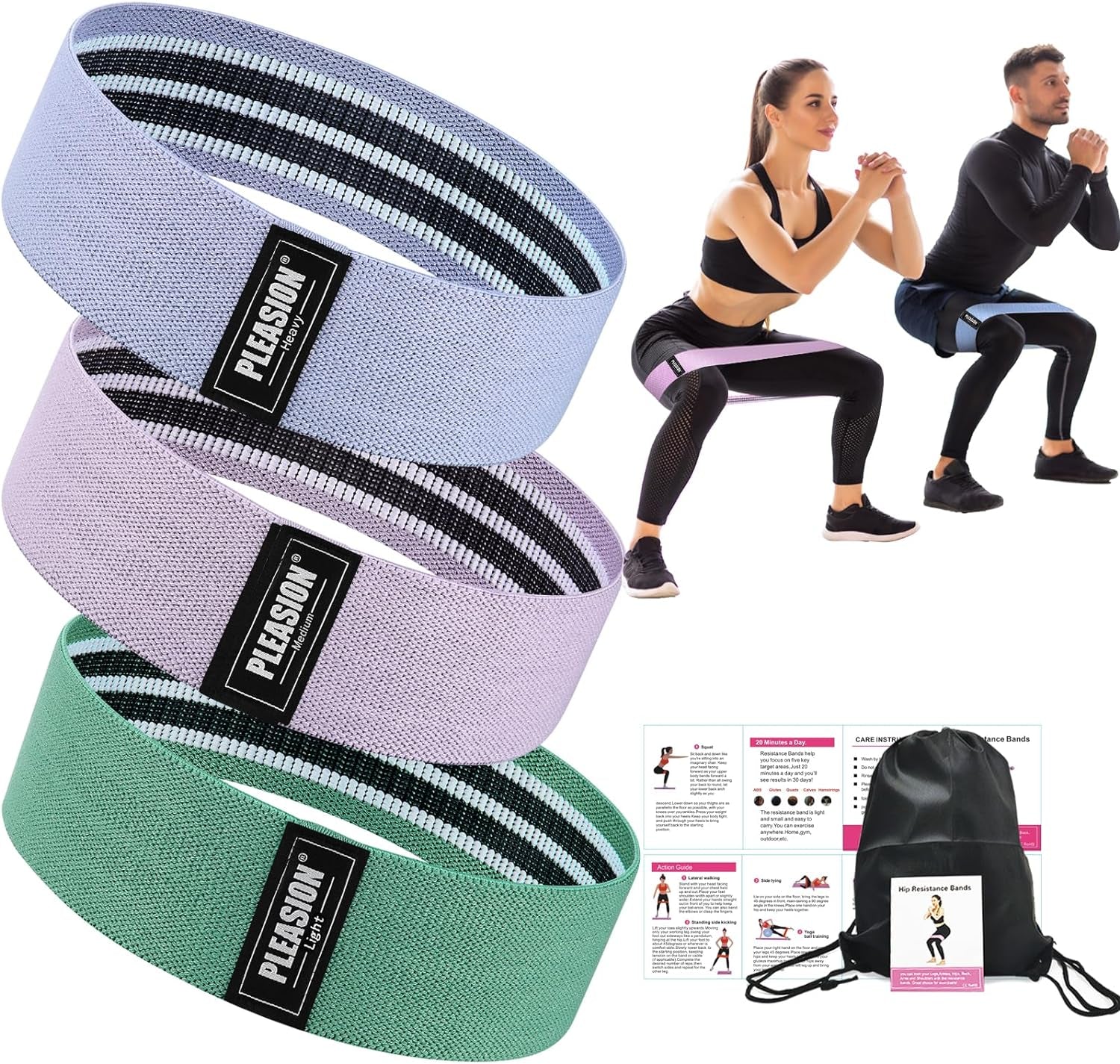 Fabric Resistance Bands for Working Out, 5 Levels Booty Bands for Women Men