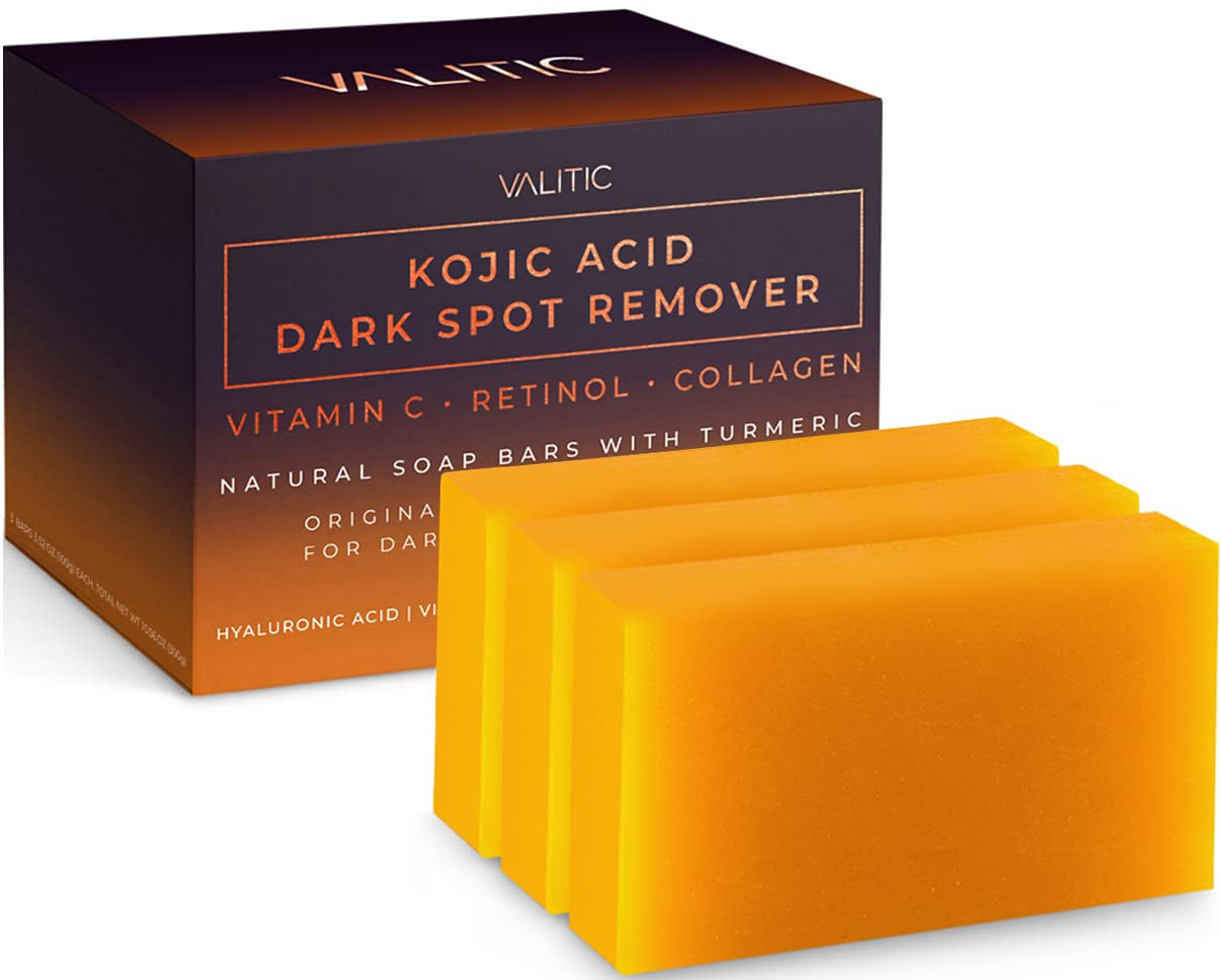 Kojic Acid Dark Spot Remover Soap Bars with Vitamin C, Retinol, Collagen