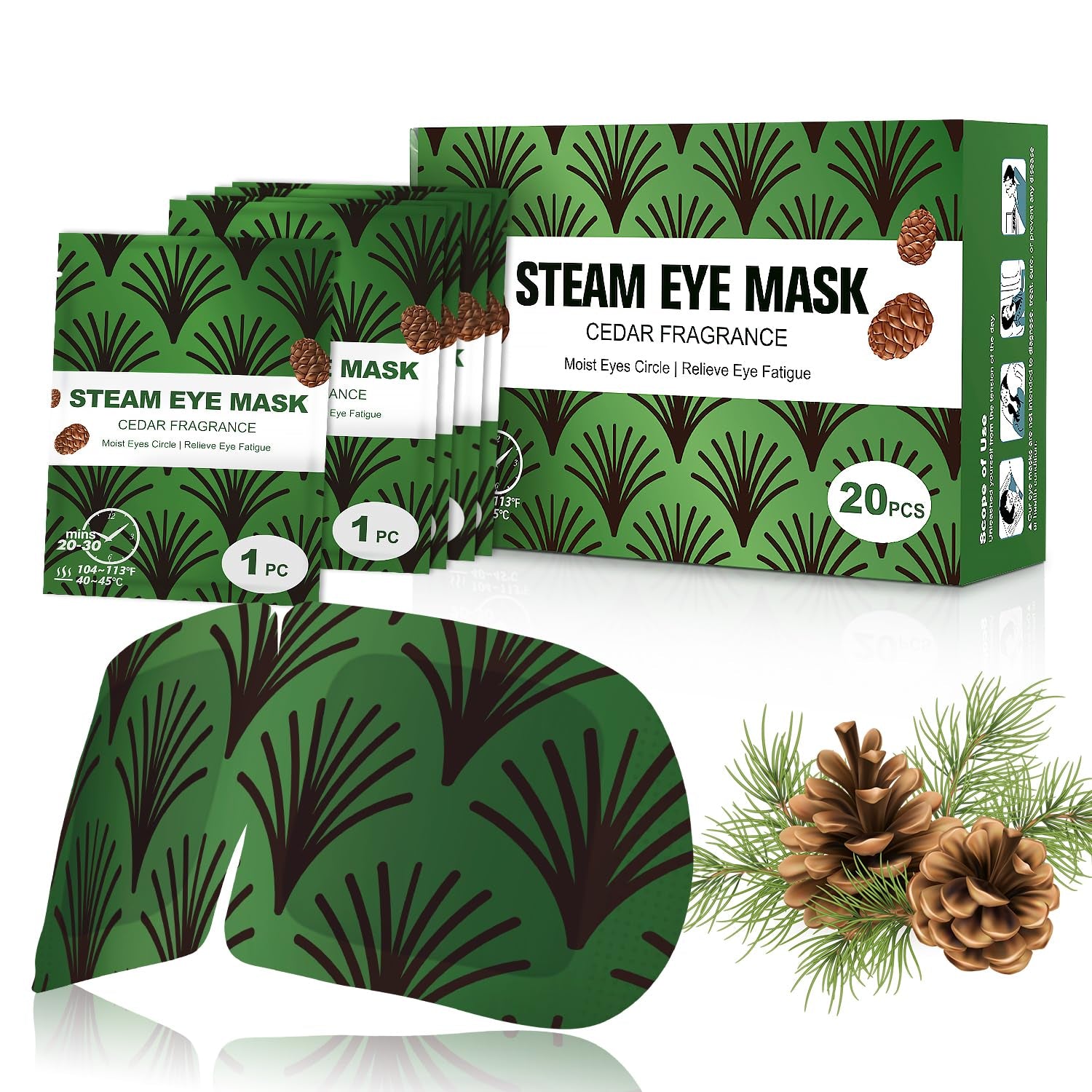 20 Packs Steam Eye Mask for Dry Eyes, Hot Auto Heated Eye Masks