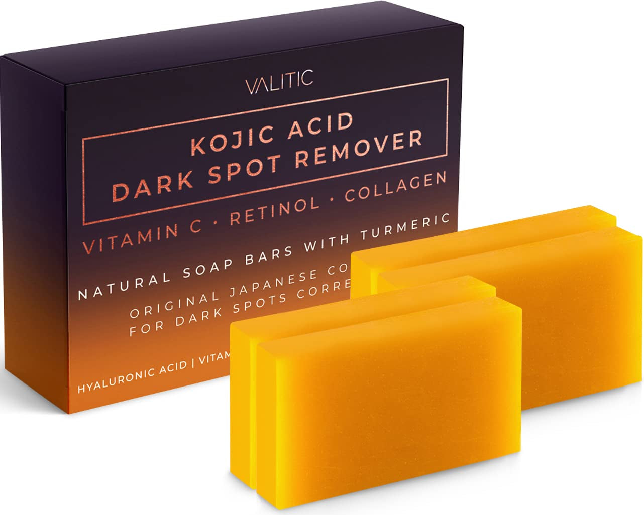 Kojic Acid Dark Spot Remover Soap Bars with Vitamin C, Retinol, Collagen