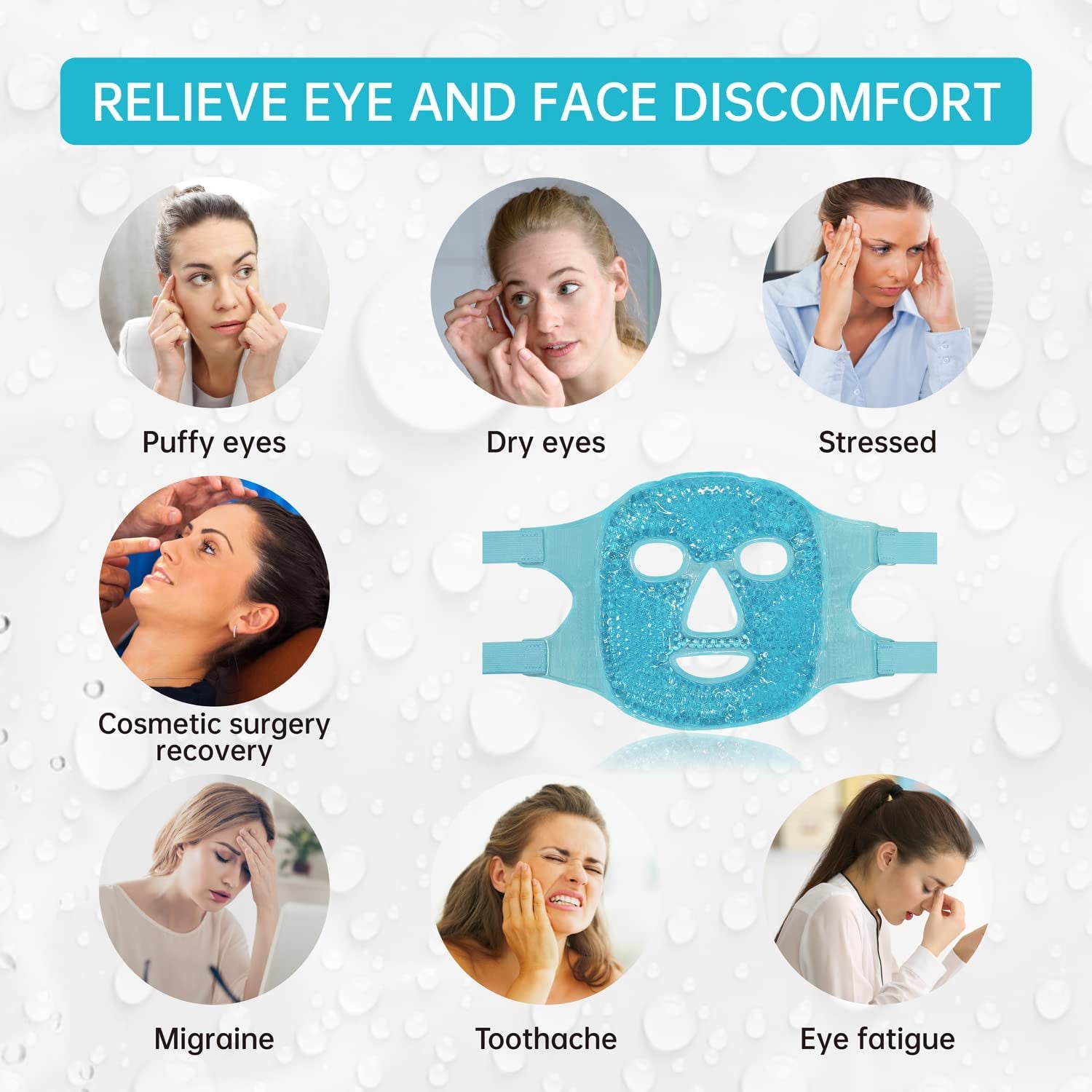 Cold Face Eye Mask Ice Pack Reduce Face Puff, Dark Circles