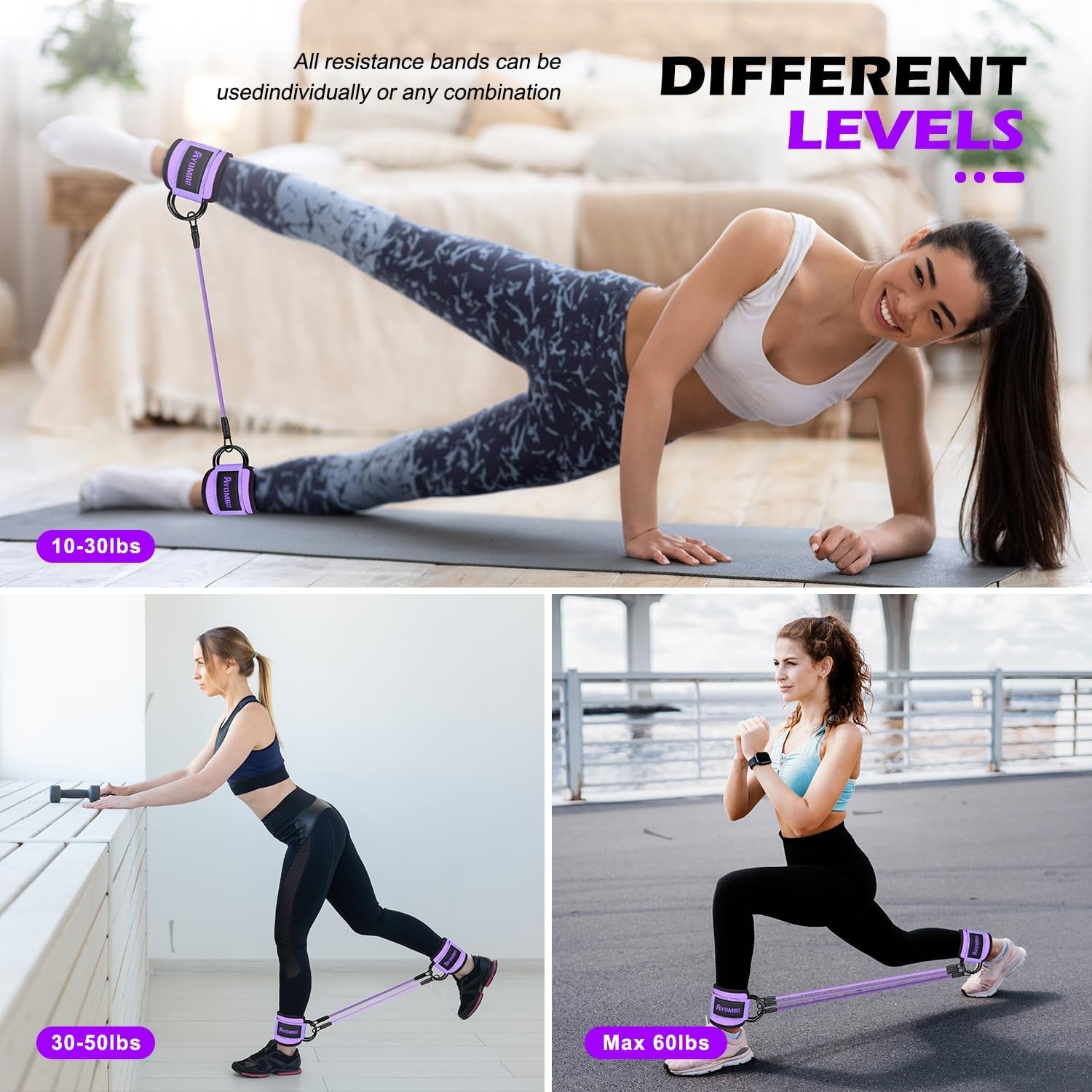 Resistance Bands with Cuffs, Ankle Bands for Working Out