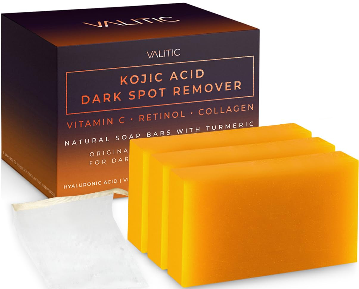 Kojic Acid Dark Spot Remover Soap Bars with Vitamin C, Retinol, Collagen