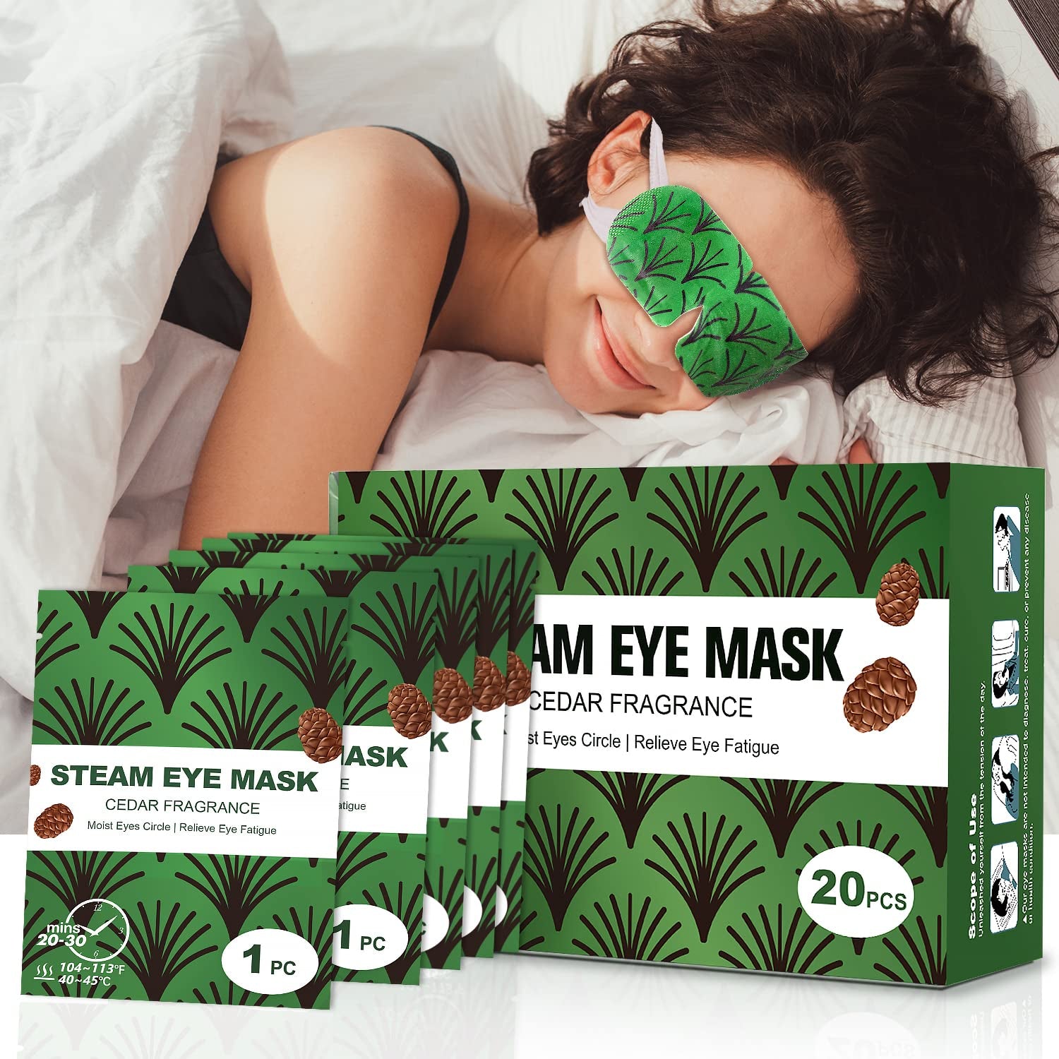 20 Packs Steam Eye Mask for Dry Eyes, Hot Auto Heated Eye Masks