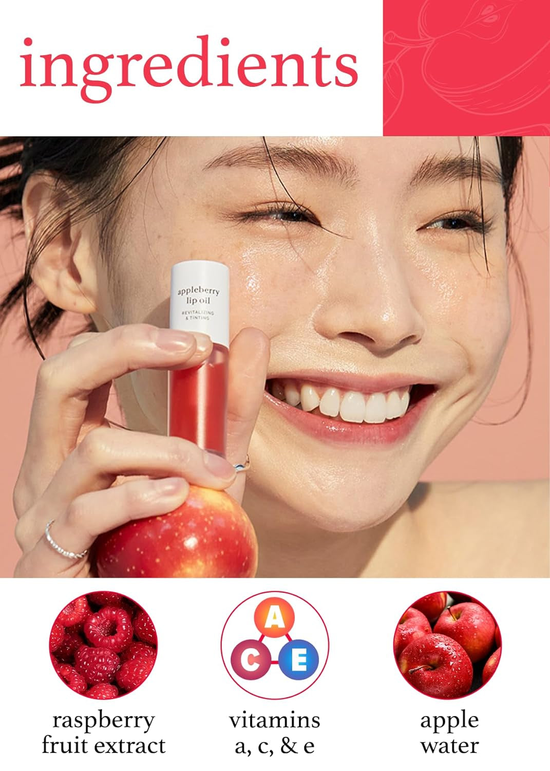 Korean Lip Oil - Appleberry | Lip Stain, Gift, Long-Lasting, Moisturizing