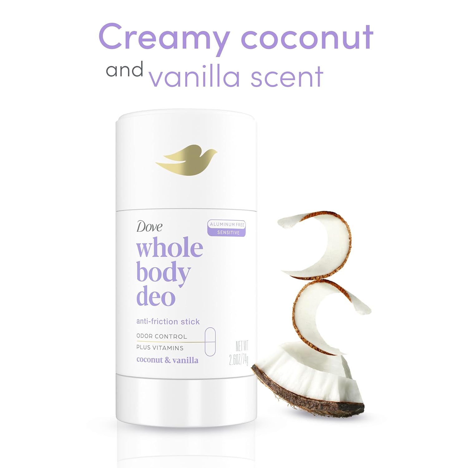 Whole Body Deo Aluminum Free Anti-Friction Deodorant Stick Coconut 