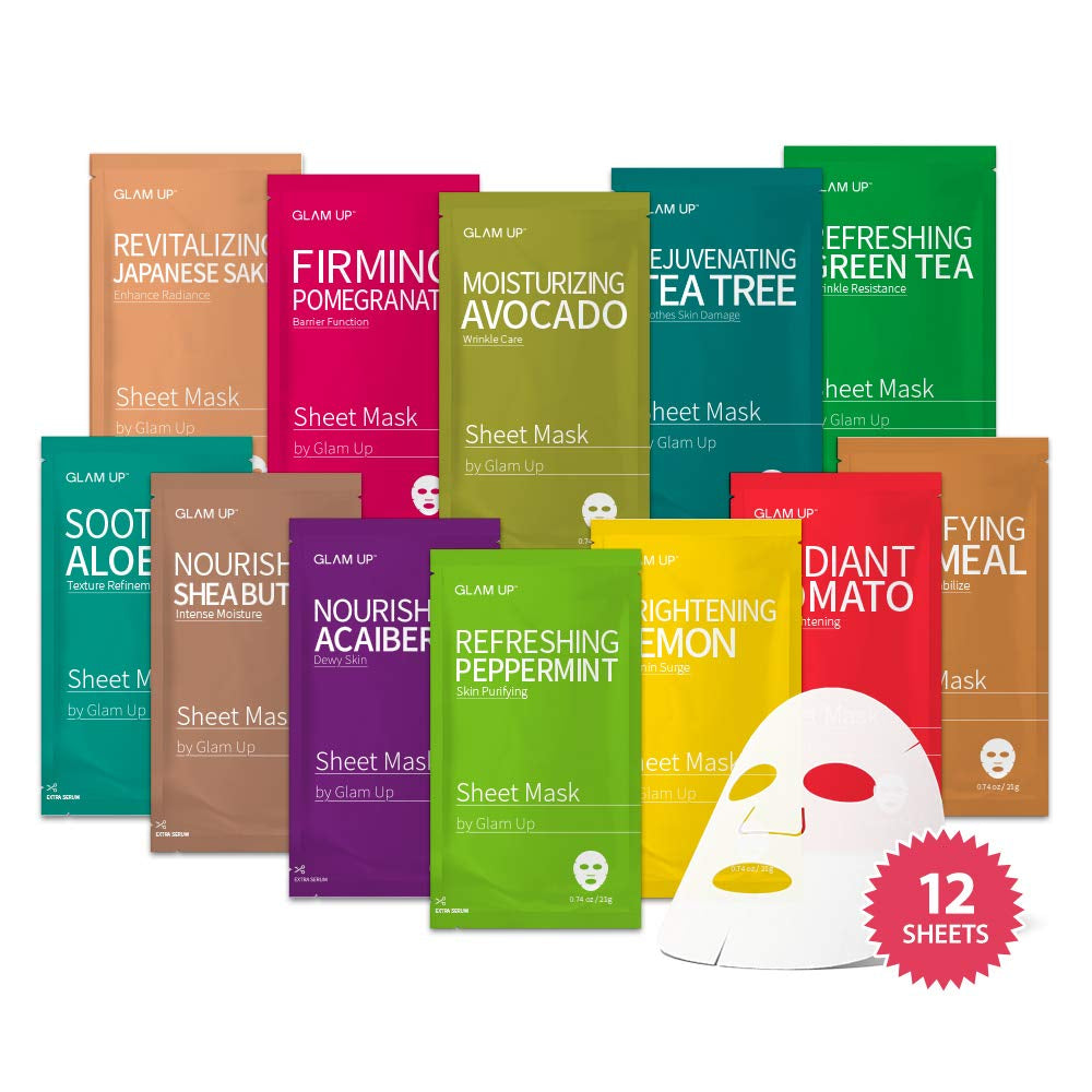 Premium Facial Sheet Mask 12 Combo (Pack of 12) | Face Masks Skincare