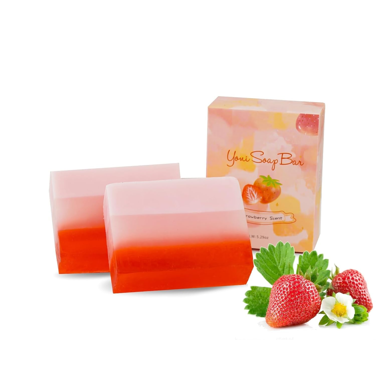 2Pcs Strawberry Yoni Bars for Feminine Wash, Yoni Wash Soap Bar