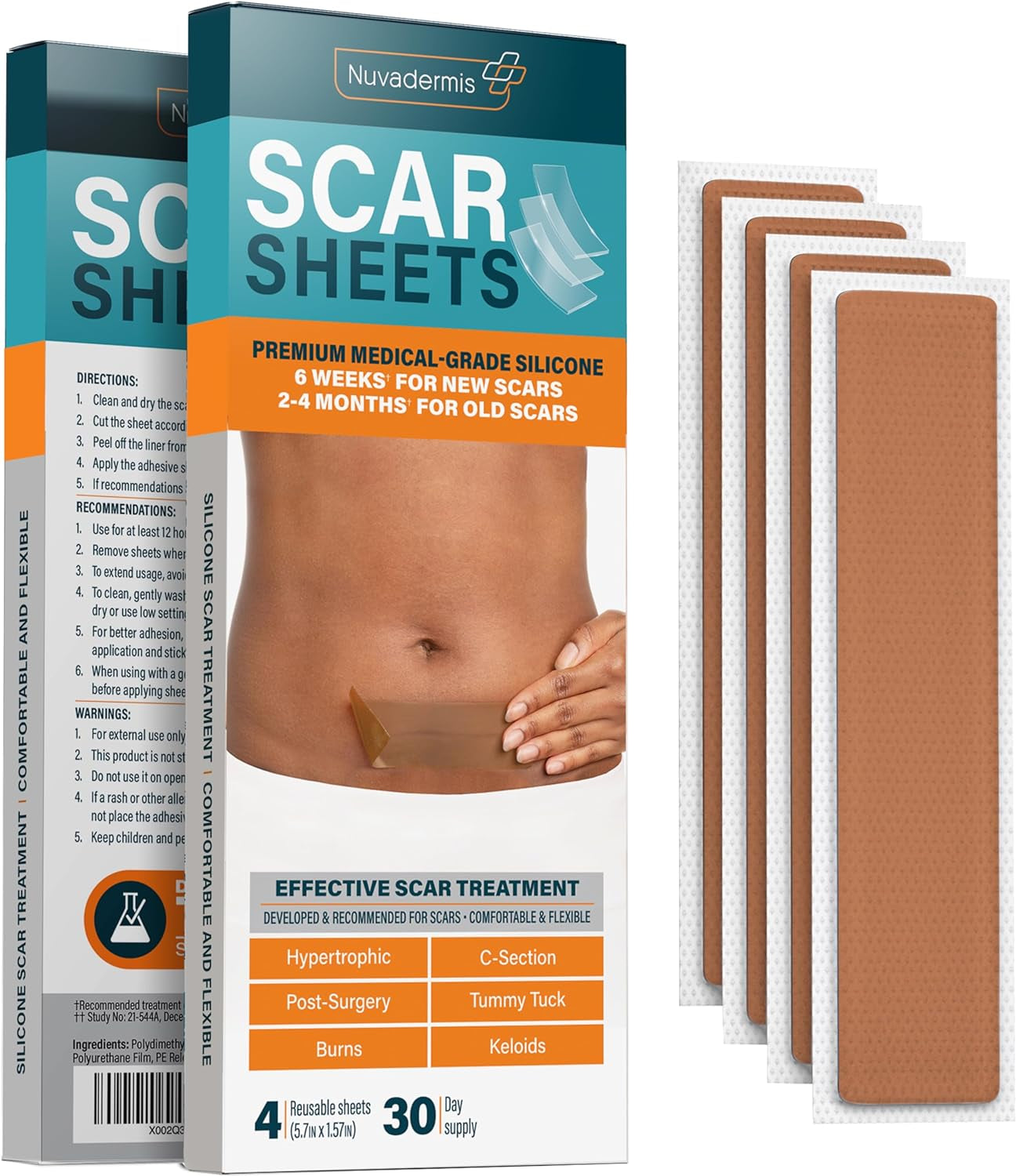Silicone Scar Sheets - Extra Long Scar Sheets for C-Section