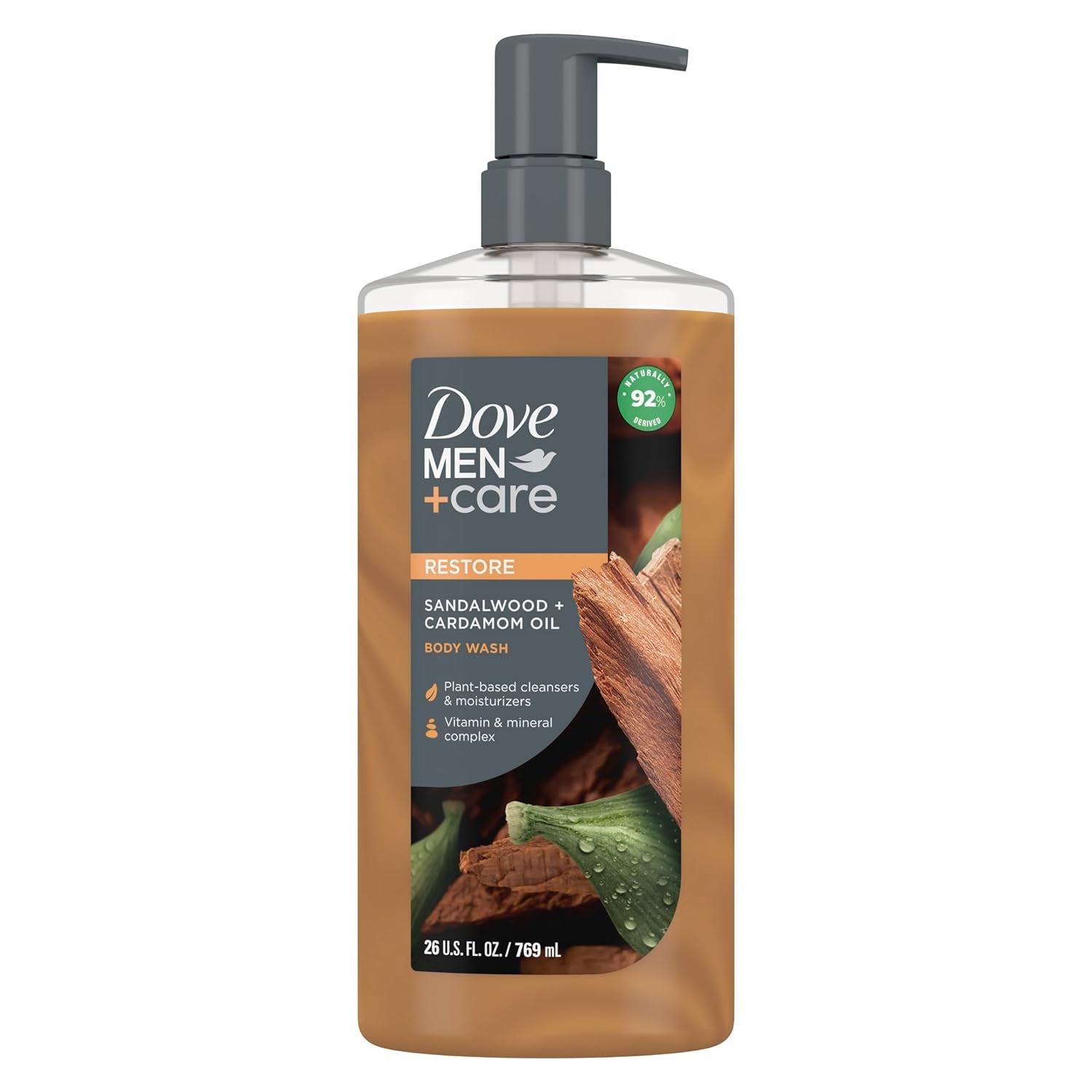 Dove Men+Care Body Wash Sandalwood + Cardamom Oil to Rebuild Skin 