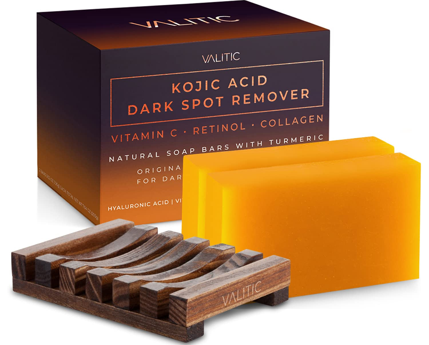 Kojic Acid Dark Spot Remover Soap Bars with Vitamin C, Retinol, Collagen