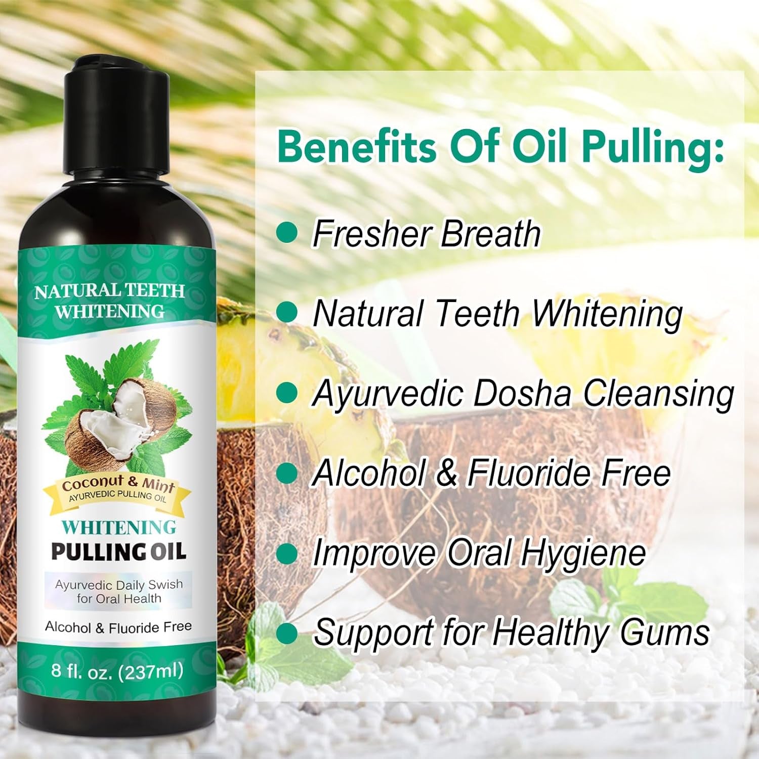 Coconut Oil Mouthwash with Tongue Scraper,Natural Oral Care Oil