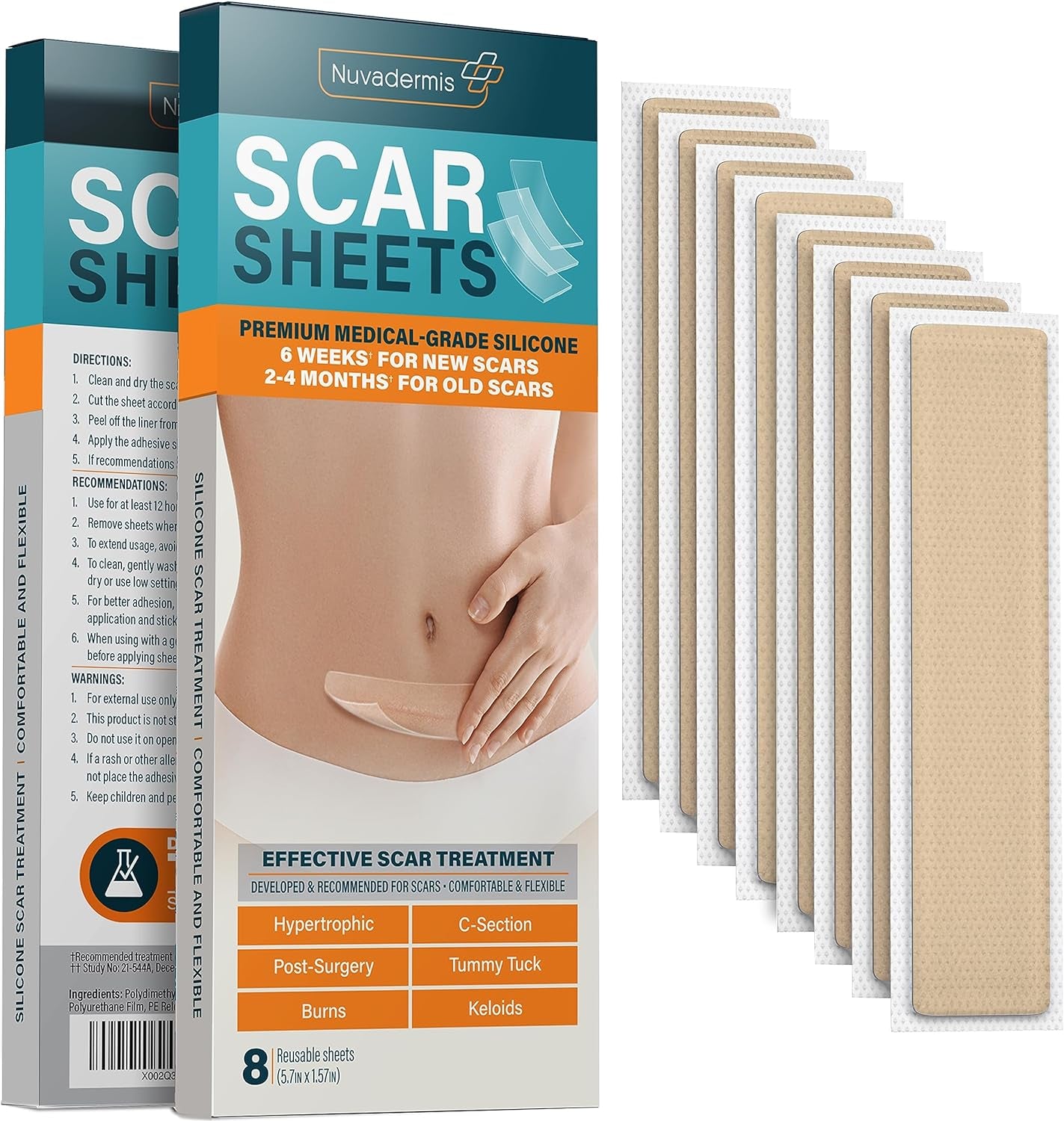 Silicone Scar Sheets - Extra Long Scar Sheets for C-Section