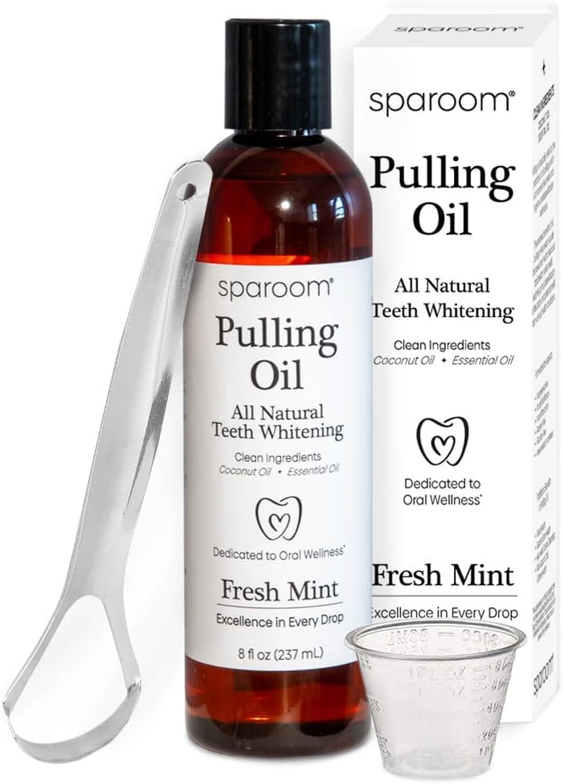 Ayurveda Pulling Oil Mouthwash and Tongue Scraper