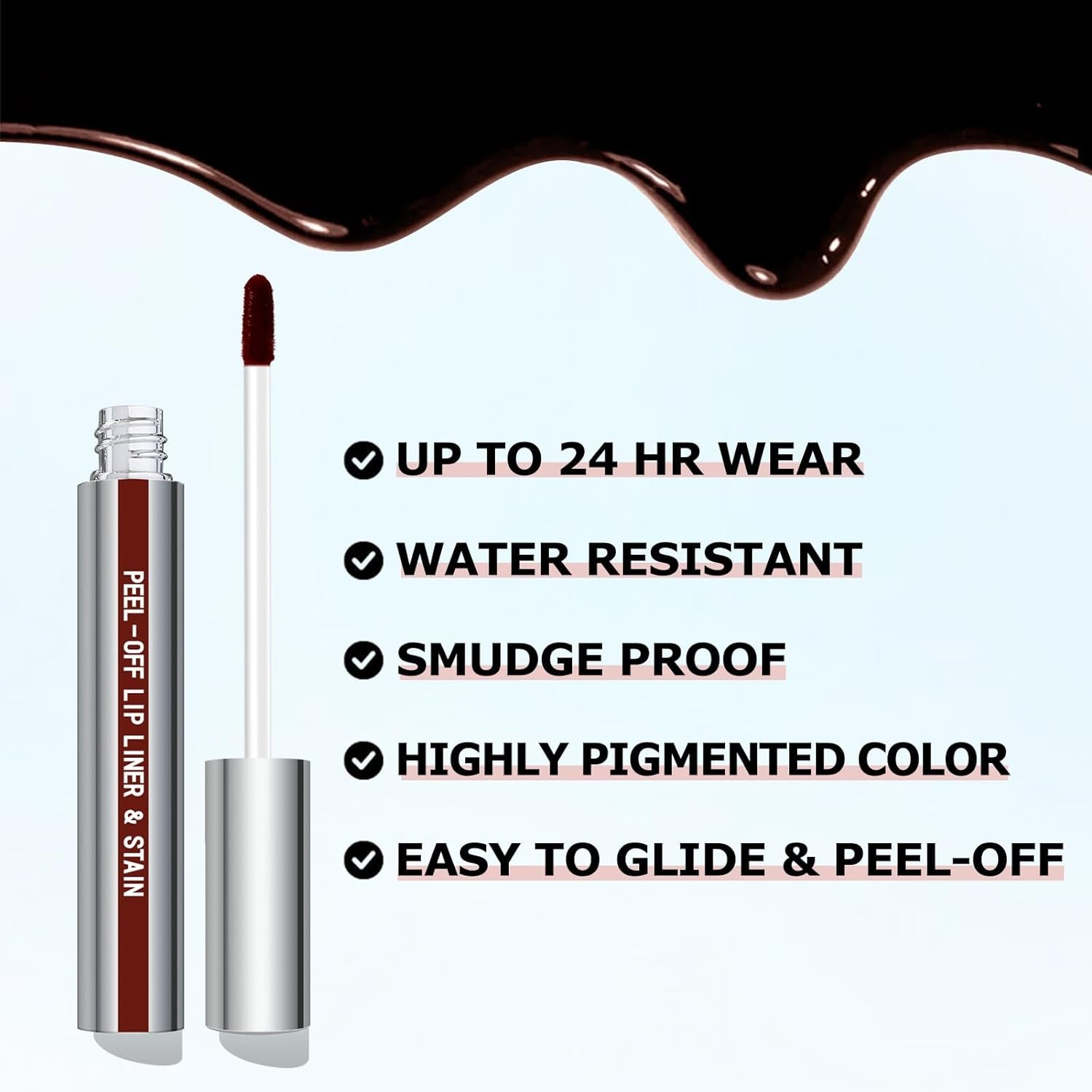 Peel off Lip Liner Stain, Long Wear Tattoo Lip Liner with Tweezer