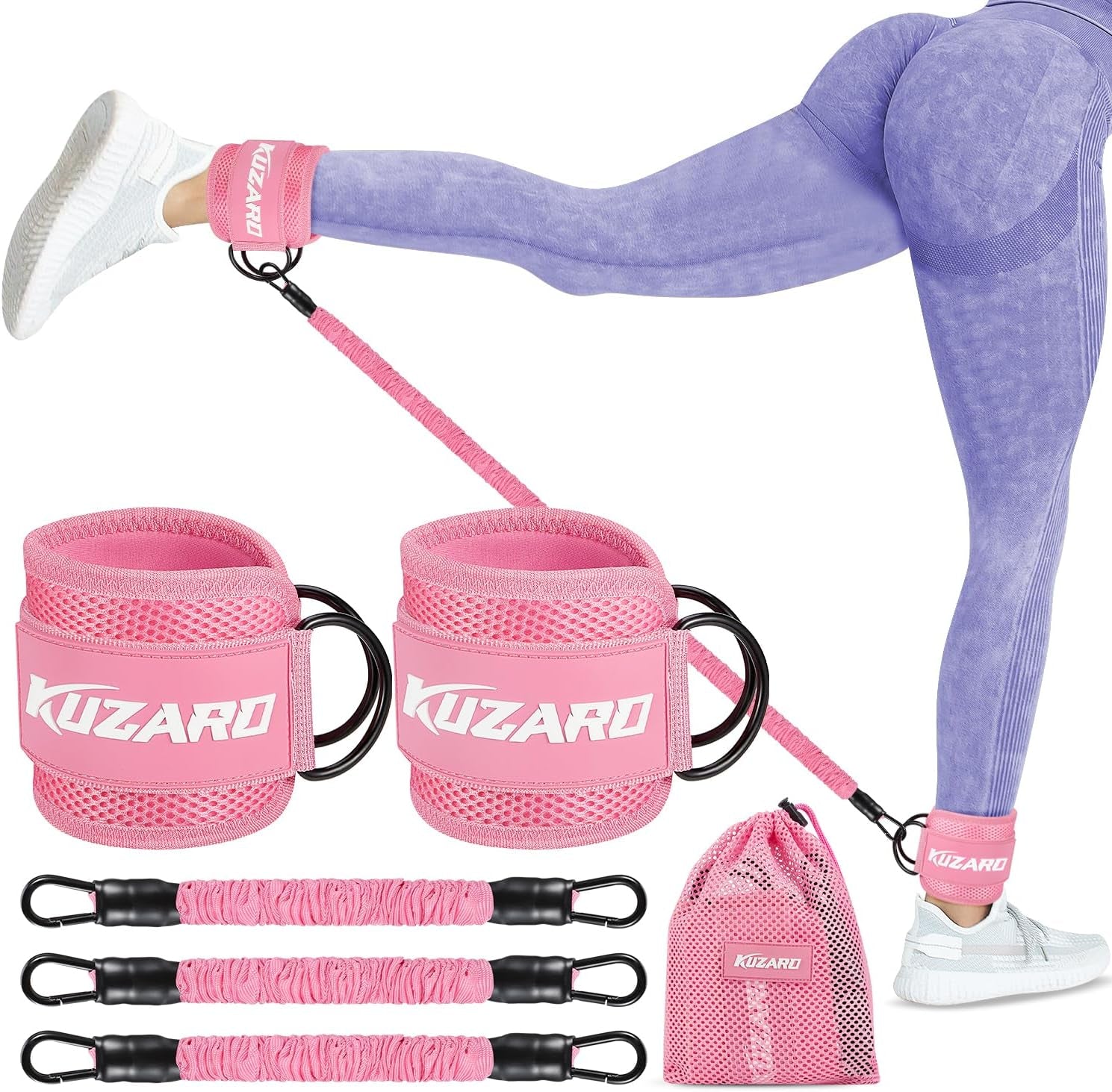 Resistance Bands Set with Ankle Straps, Glutes Workout Equipment