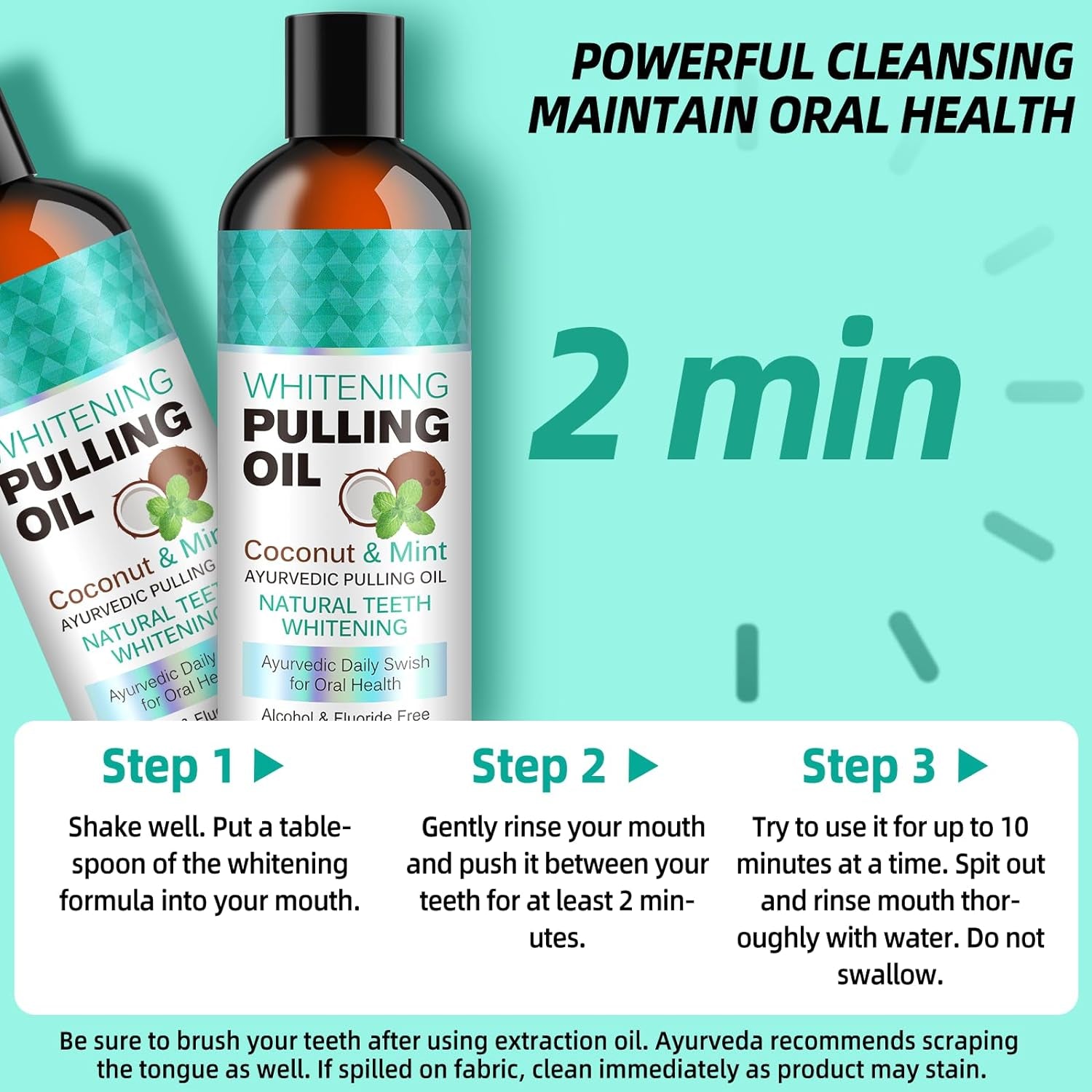 Coconut Pulling Oil for Teeth, Oil Pulling with Tongue Scraper, Natural Oral Care