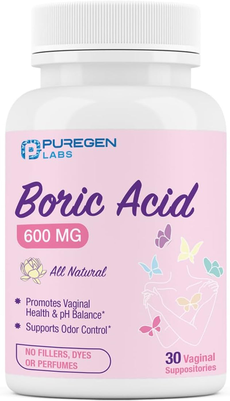 Boric Acid 600 Mg Vaginal Suppositories - 100% Pure 