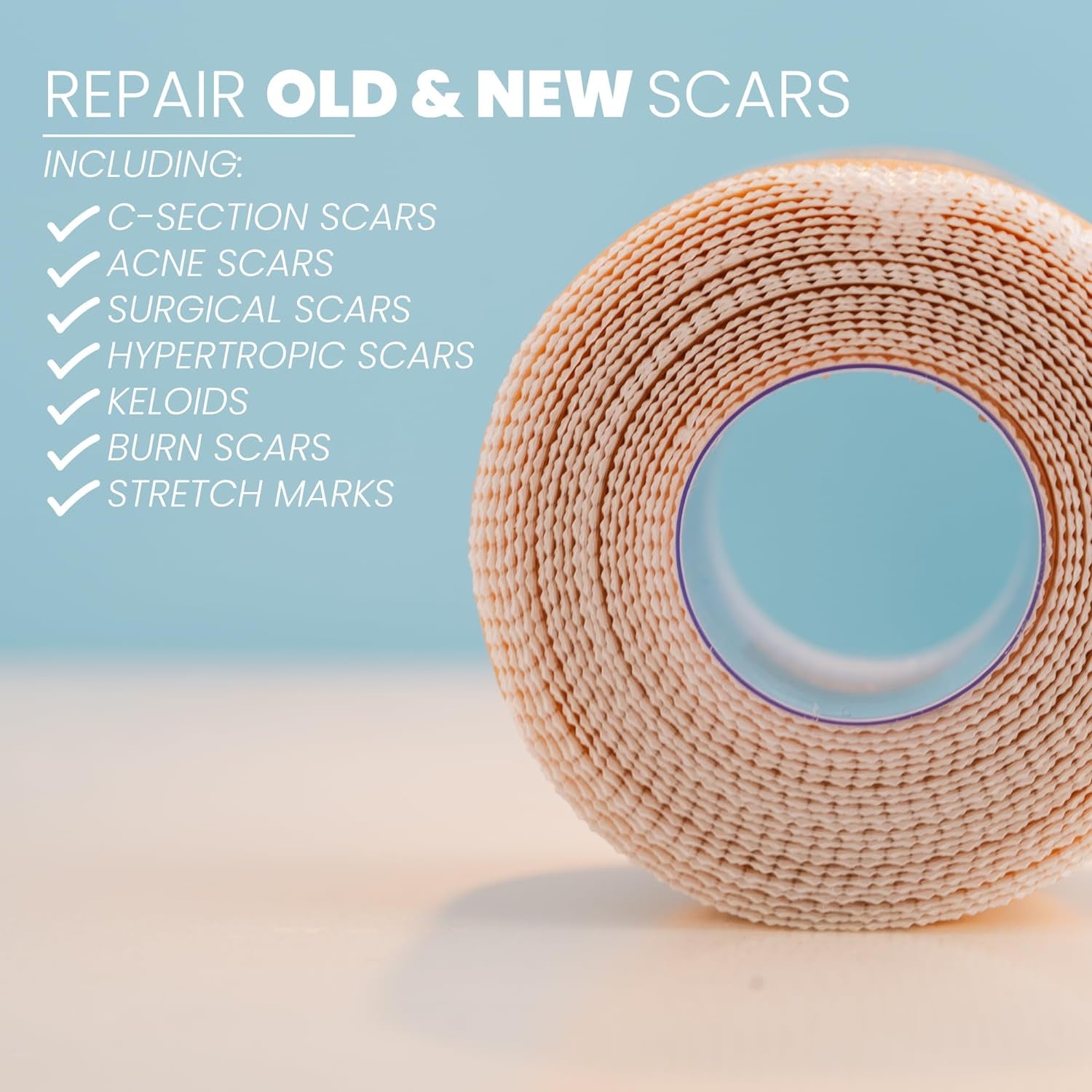 Soft, Medical Grade Silicone Tape for Scars (1.6” X 120”)